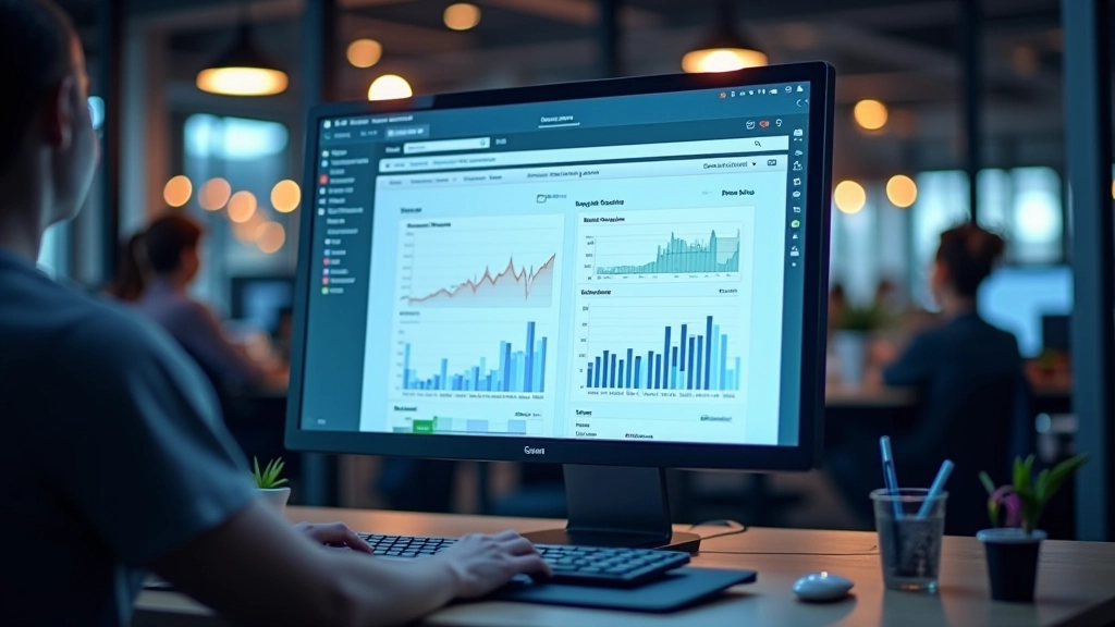 Analytics dashboard met bezoekers grafieken en conversie percentages op scherm