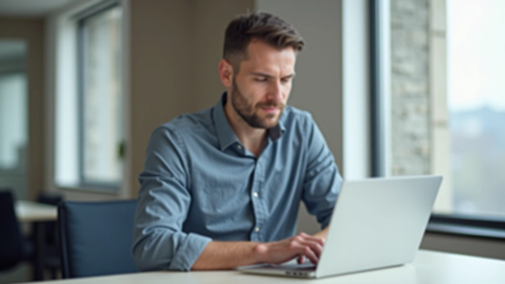 Kristof Vermeulen aan het werk in een modern kantoor, geconcentreerd op conversieoptimalisatie en landingspagina-analyse